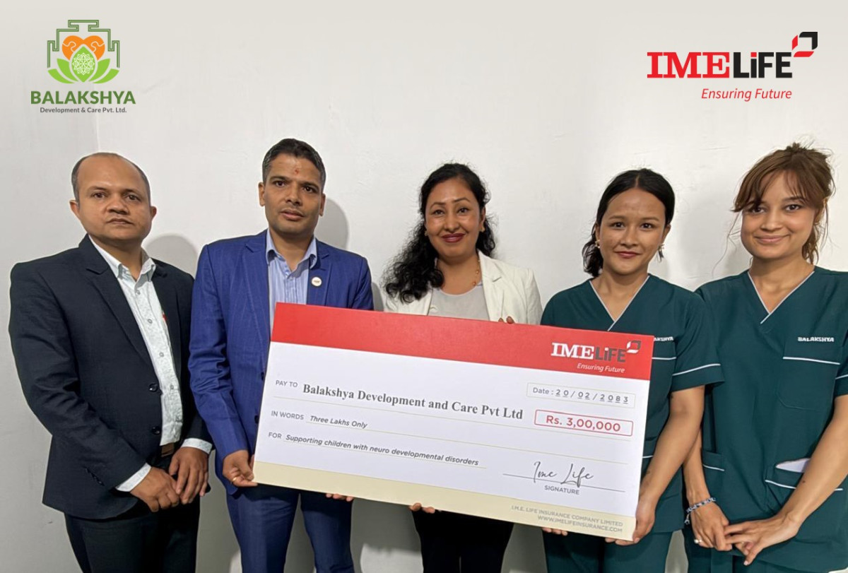 आईएमई लाइफ इन्स्योरेन्सद्वारा बालक्ष्य डेभलपमेन्ट एण्ड केयरलाई आर्थिक सहयोग